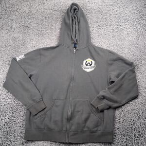 Blizzard Overwatch Hoodie Men Large Gray Full Zip Up Sweatshirt Gamer World Cup